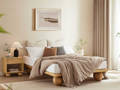 Ballico Timber Bed Base - Light Oak
