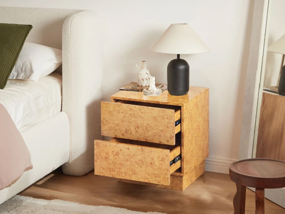 Burlin Burlwood Bedside Table