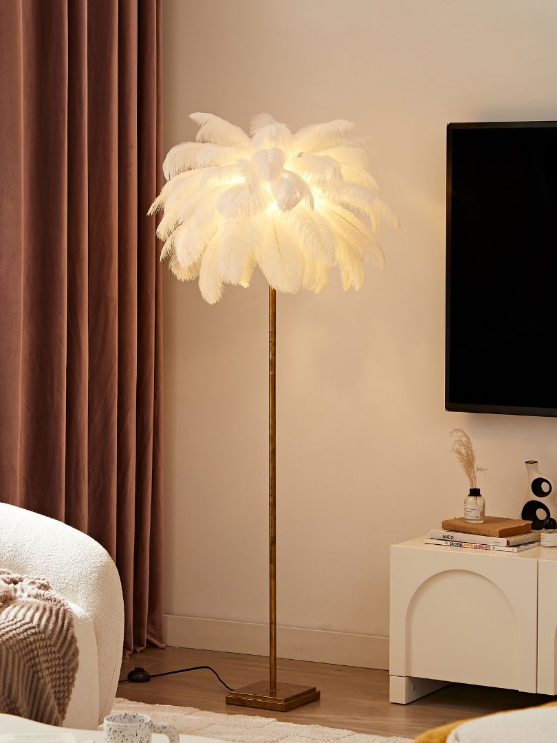 Dion Ostrich Feather Floor Lamp