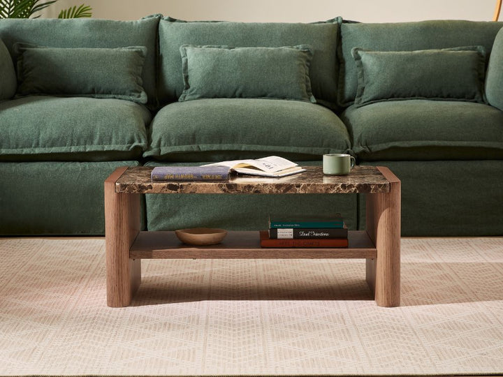Hank Marble Coffee Table - Walnut