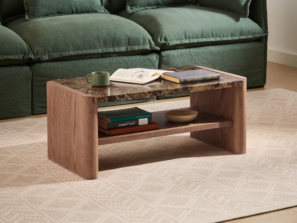 Hank Marble Coffee Table - Walnut