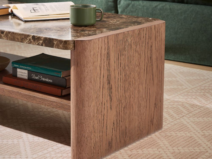 Hank Marble Coffee Table - Walnut