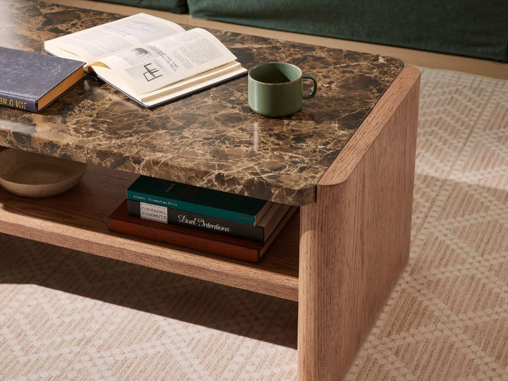 Hank Marble Coffee Table - Walnut