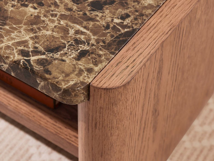 Hank Marble Coffee Table - Walnut