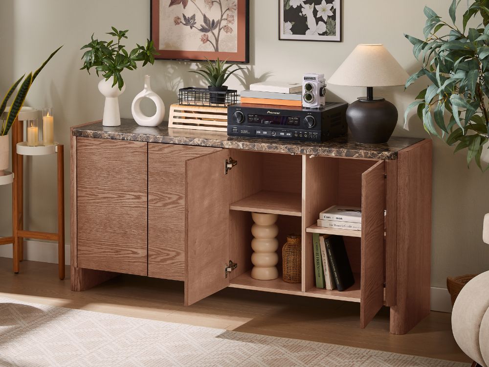 Hank Marble Sideboard - Walnut