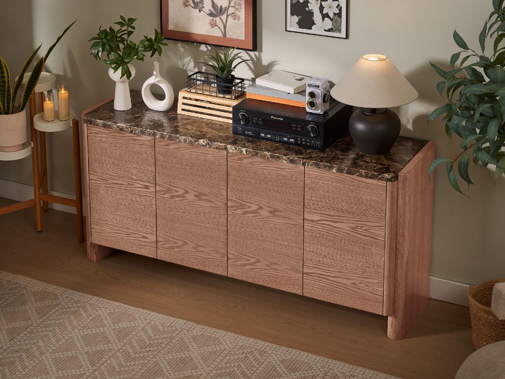 Hank Marble Sideboard - Walnut