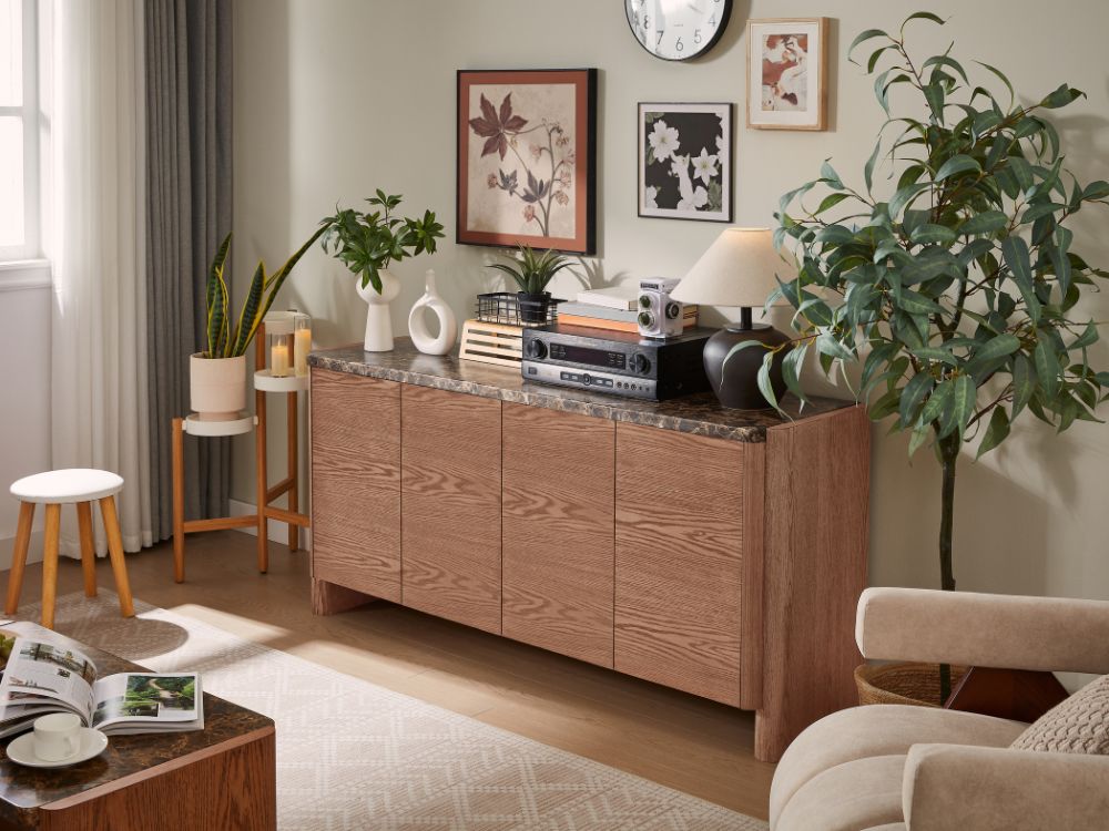Hank Marble Sideboard - Walnut