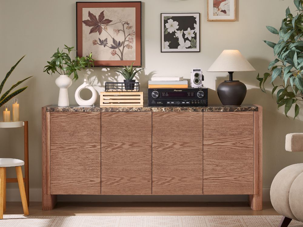 Hank Marble Sideboard - Walnut