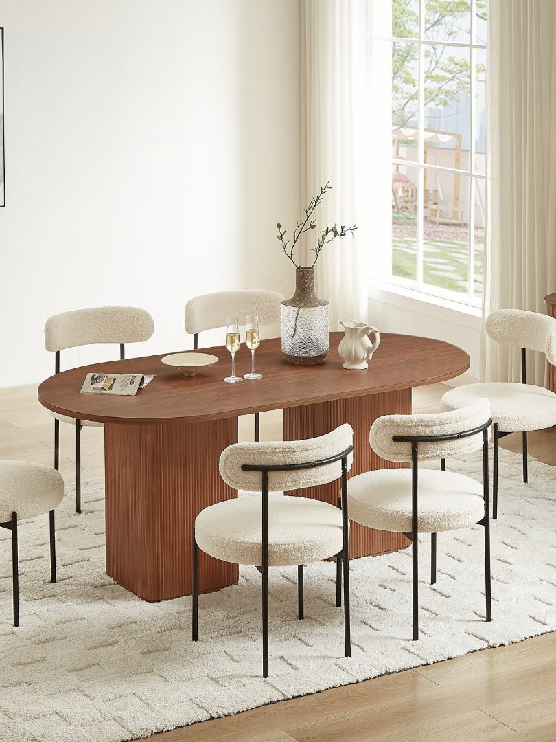 Nordic 6 Seater Dining Table - Walnut