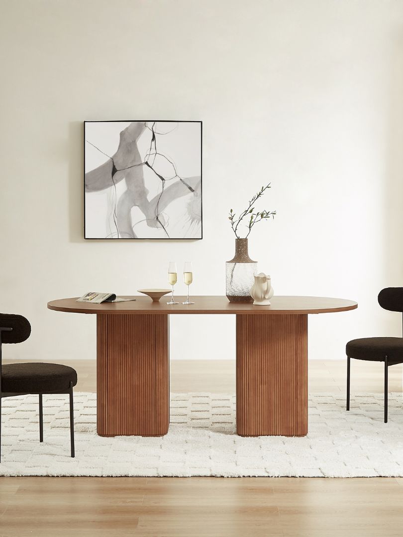 Nordic 6 Seater Dining Table - Walnut