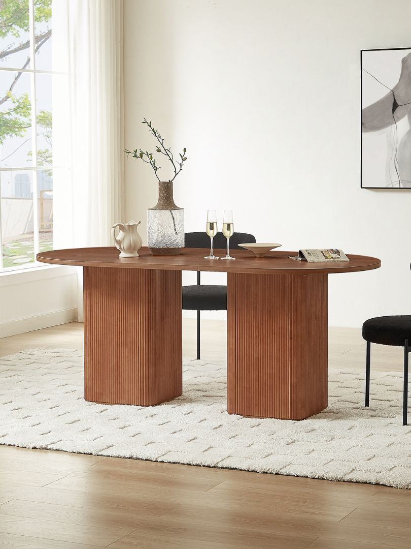 Nordic 6 Seater Dining Table - Walnut