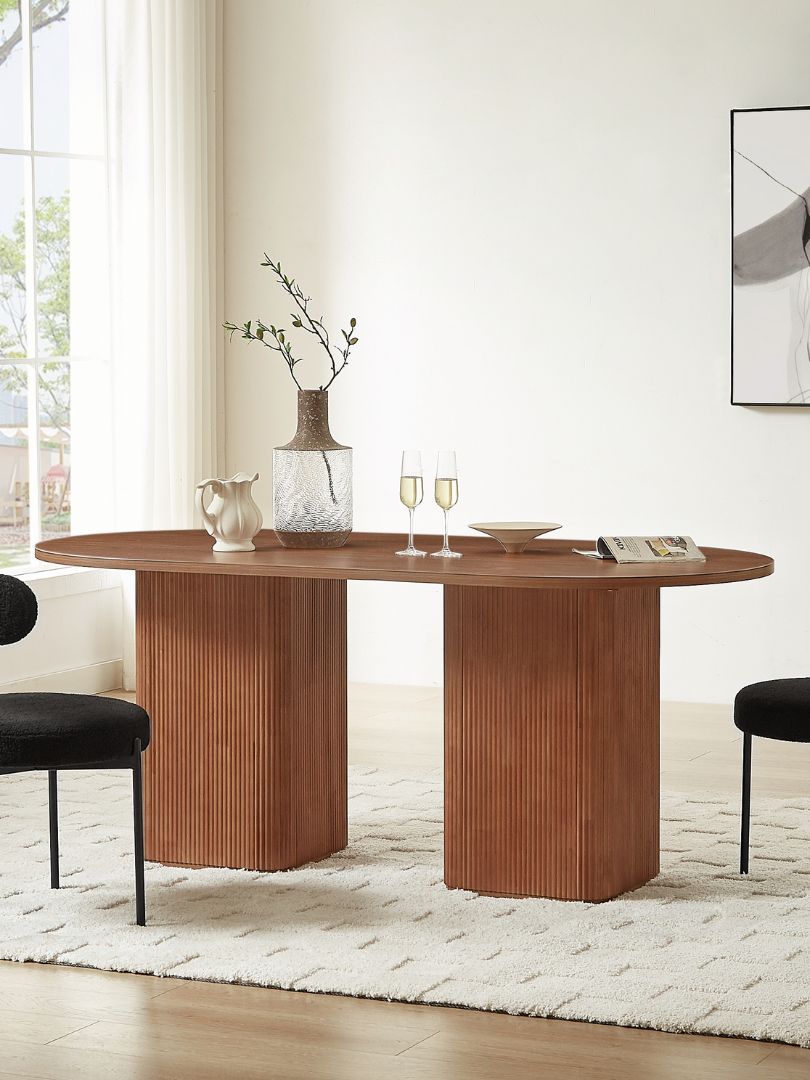 Nordic 6 Seater Dining Table - Walnut