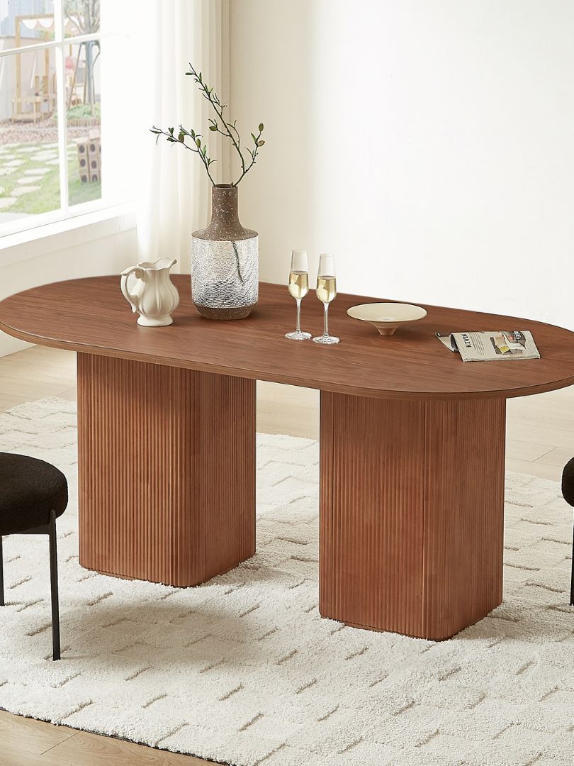 Nordic 6 Seater Dining Table - Walnut