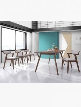 7-piece Migo Dining Set with Table and Chairs in dining room setting