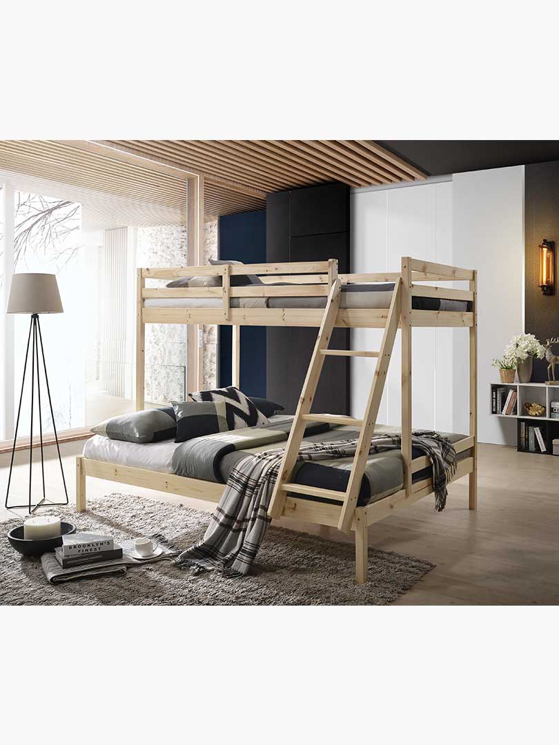 Astro Triple Bunk Bed Natural, Knotty Pine Bunk Beds