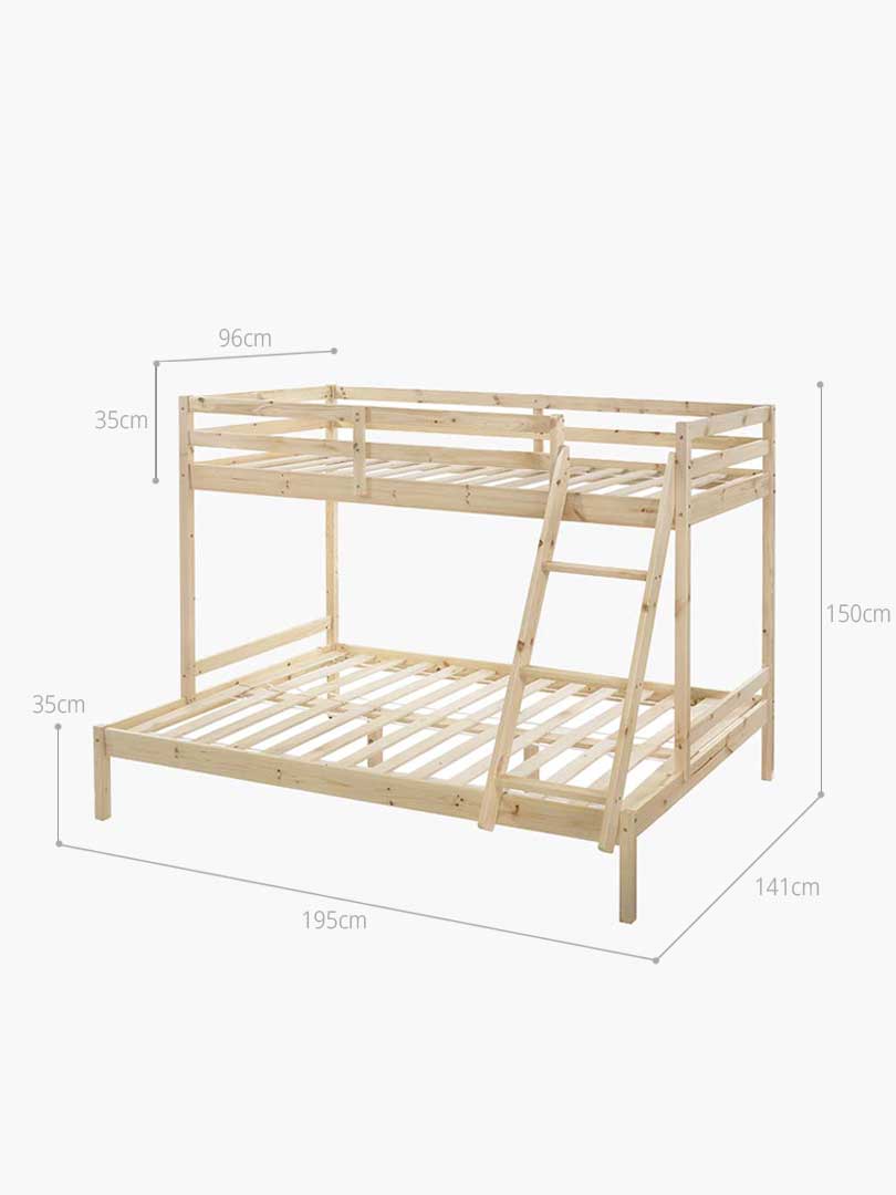 Astro Triple Bunk Bed Natural, Triple Bunk Bed Dimensions