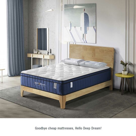 A Deep Dream Premium Memory Foam mattress placed on a wooden bed in a minimalist Australian bedroom