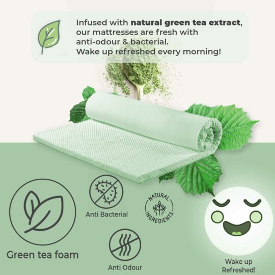 This mattress is infused with natural green tea extract in order to maintain its freshness with anti-odor and bacteria