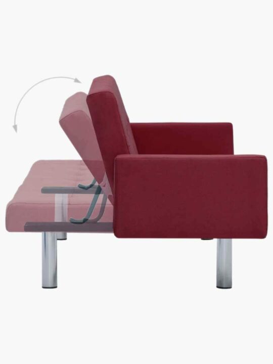 Amelia Polyester Sofa Bed with Armrest Red