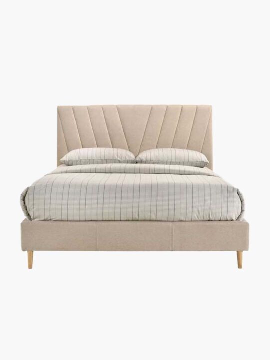 upholstery solid wood bed frame in beige