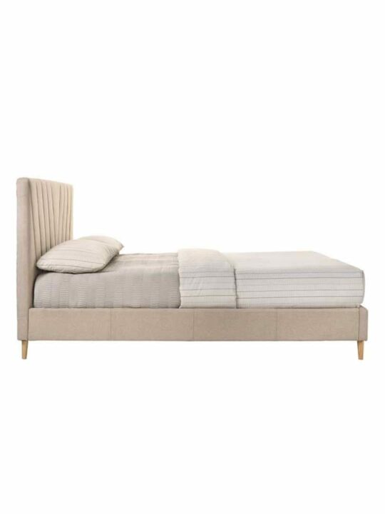 upholstery wooden bed frame in beige