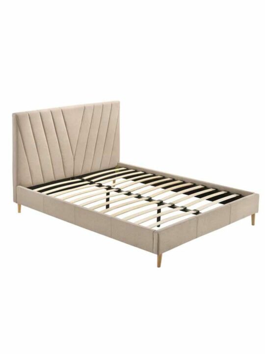 upholstery wooden bed frame in beige