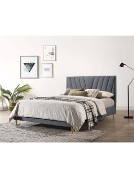 upholstery wooden bed frame in light grey
