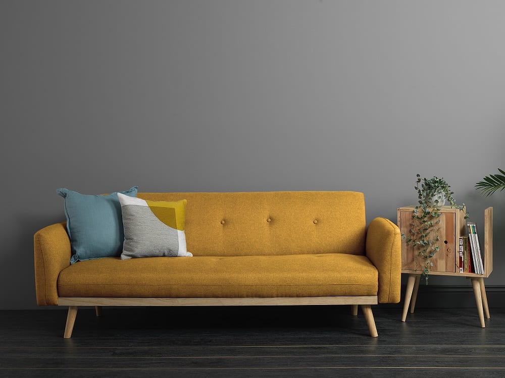 Nikko 3 Seater Fabric Sofa Bed, A Yellow Sofa Bed