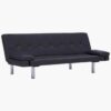 Alma Leather Sofa Bed With Pillows Black