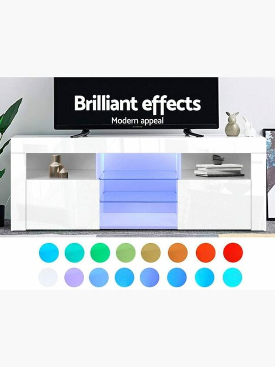 Folma High Gloss LED TV Cabinet Entertainment Unit 160cm - White