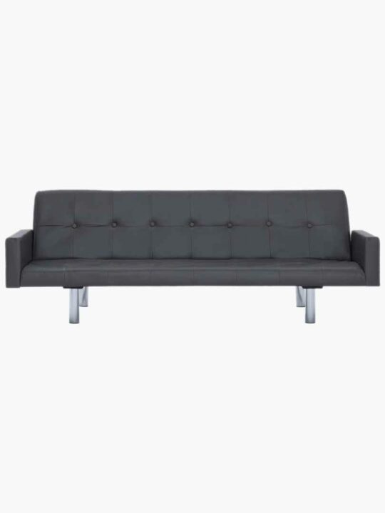 Karl Leather Sofa Bed With Armrest - Grey
