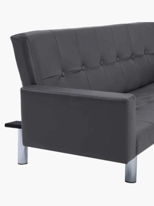 Karl Leather Sofa Bed With Armrest - Grey