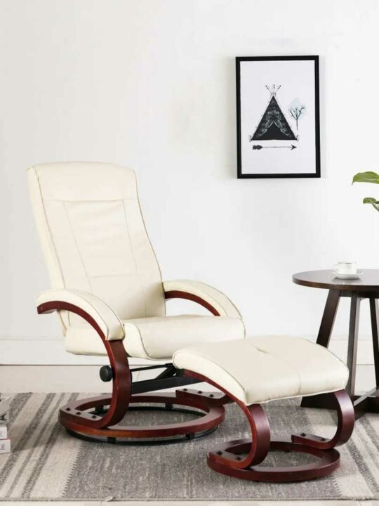 PU Leather Reclining Office Chair cream