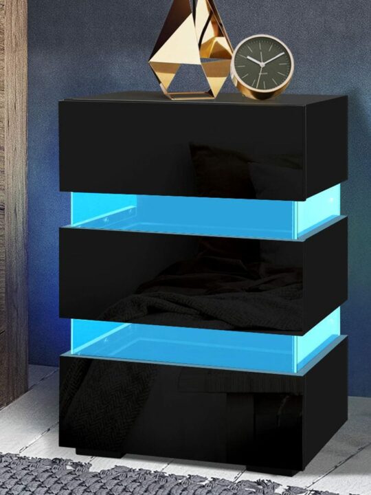 Valby LED Bedside Table - Black
