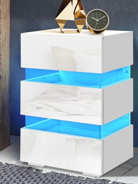 Valby LED Bedside Table - White